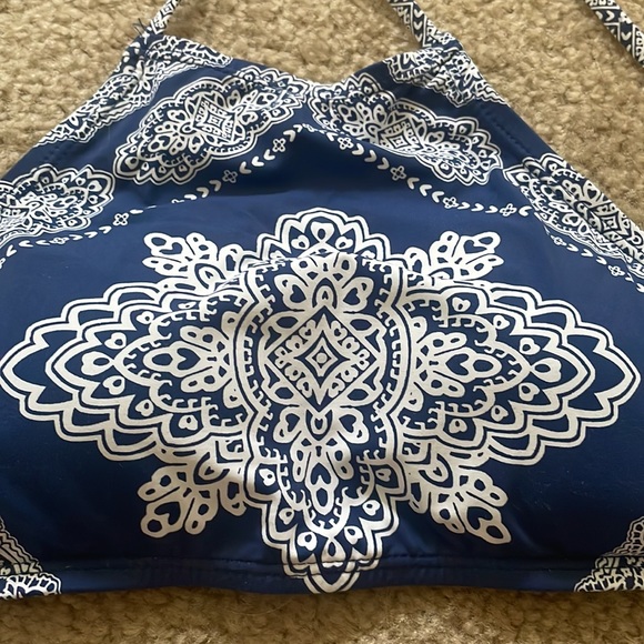NWOT Boho blue & white bikini top - Picture 3 of 5